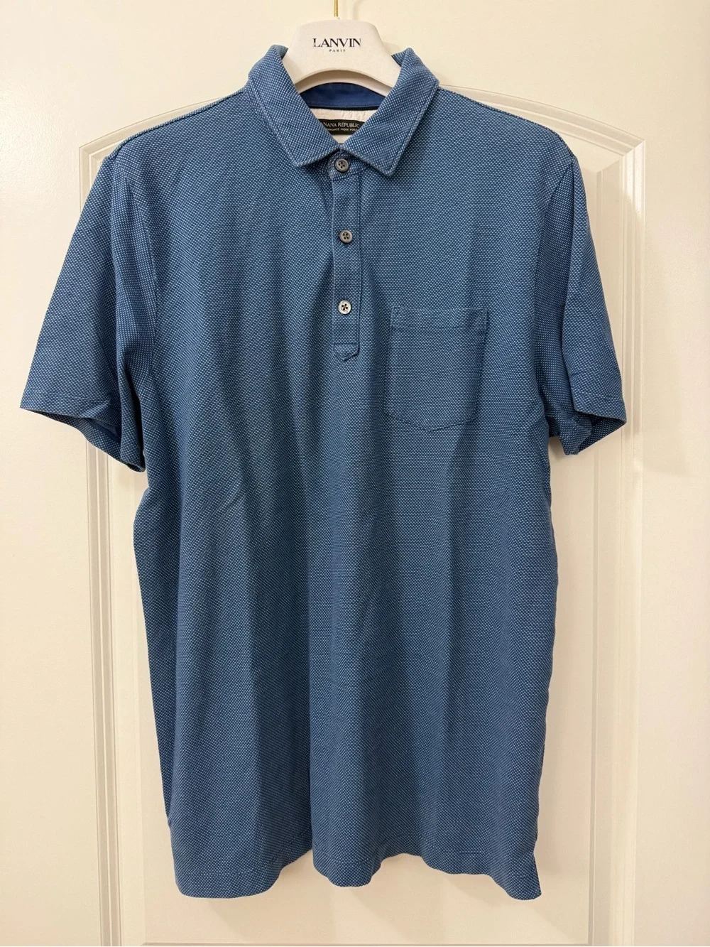 Banana Republic Men's Denim Blue Polo with Chest Pocket